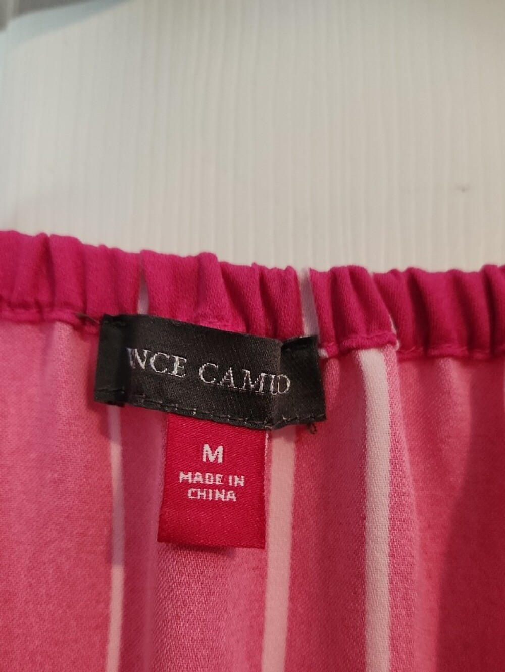 Vince Camuto Fuchsia Striped Ruffle Sleeve Tie-Hem Blouse - Picture 3 of 3